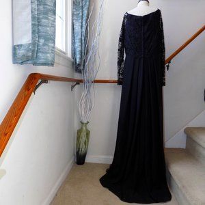 SCOTT MCCLINTOCK Black Off Shouler Lace Formal Evening Dress Size S/M?